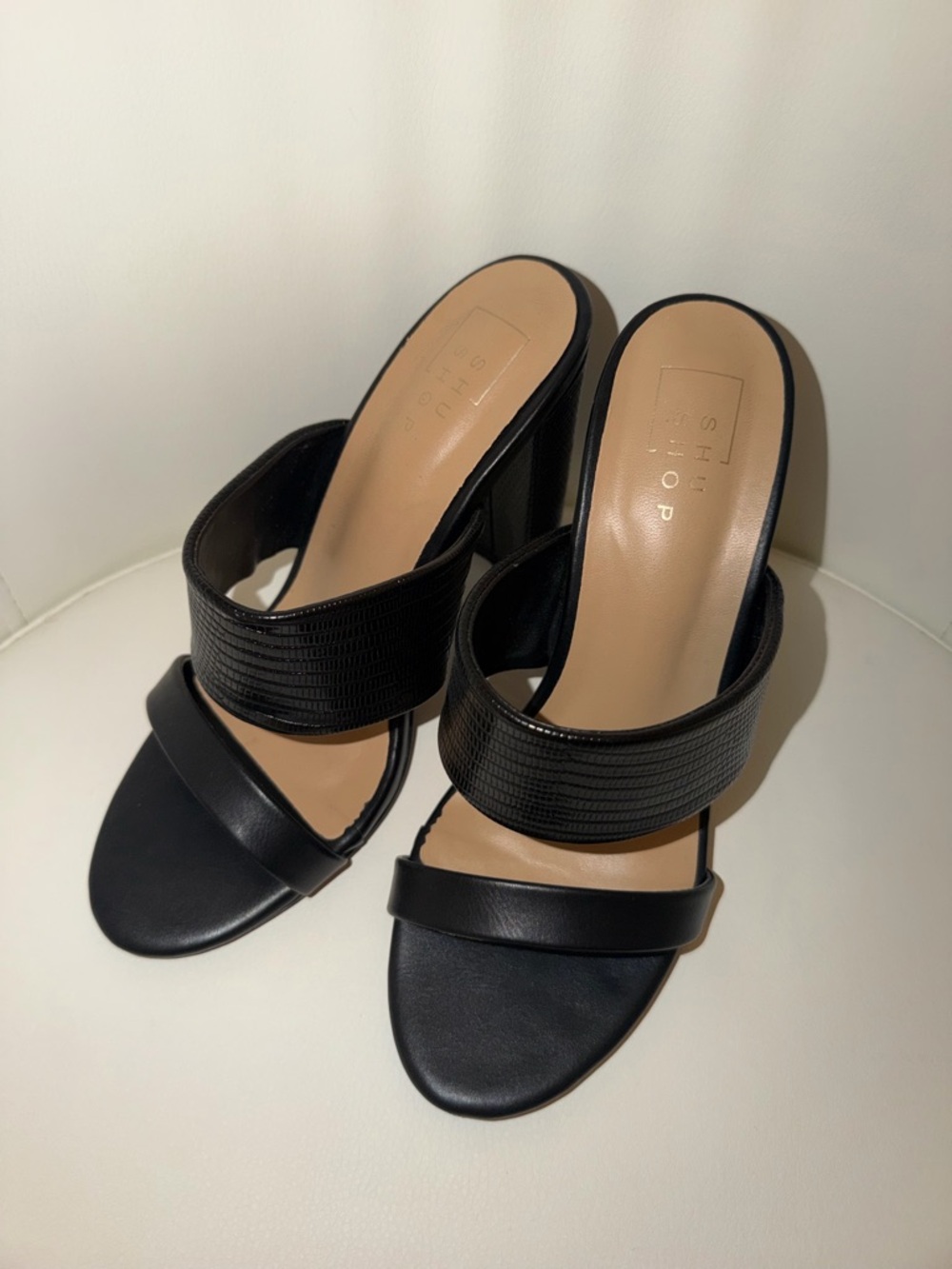 ShuShop Black Two-Band Slide Heel